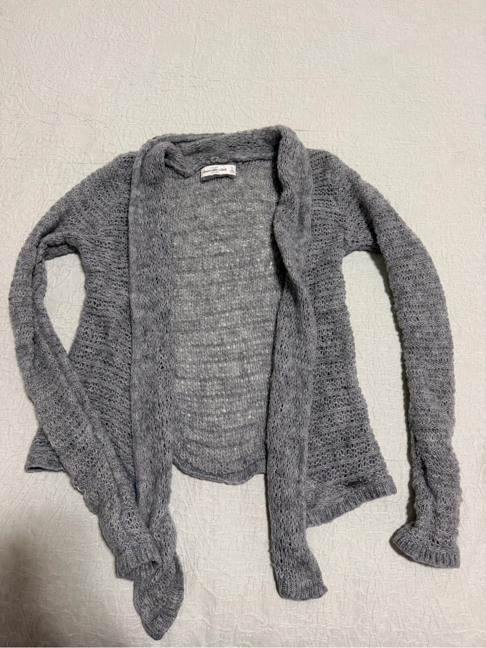 Abercrombie & Fitch Lightweight Gray Open-Front Knit Cardigan